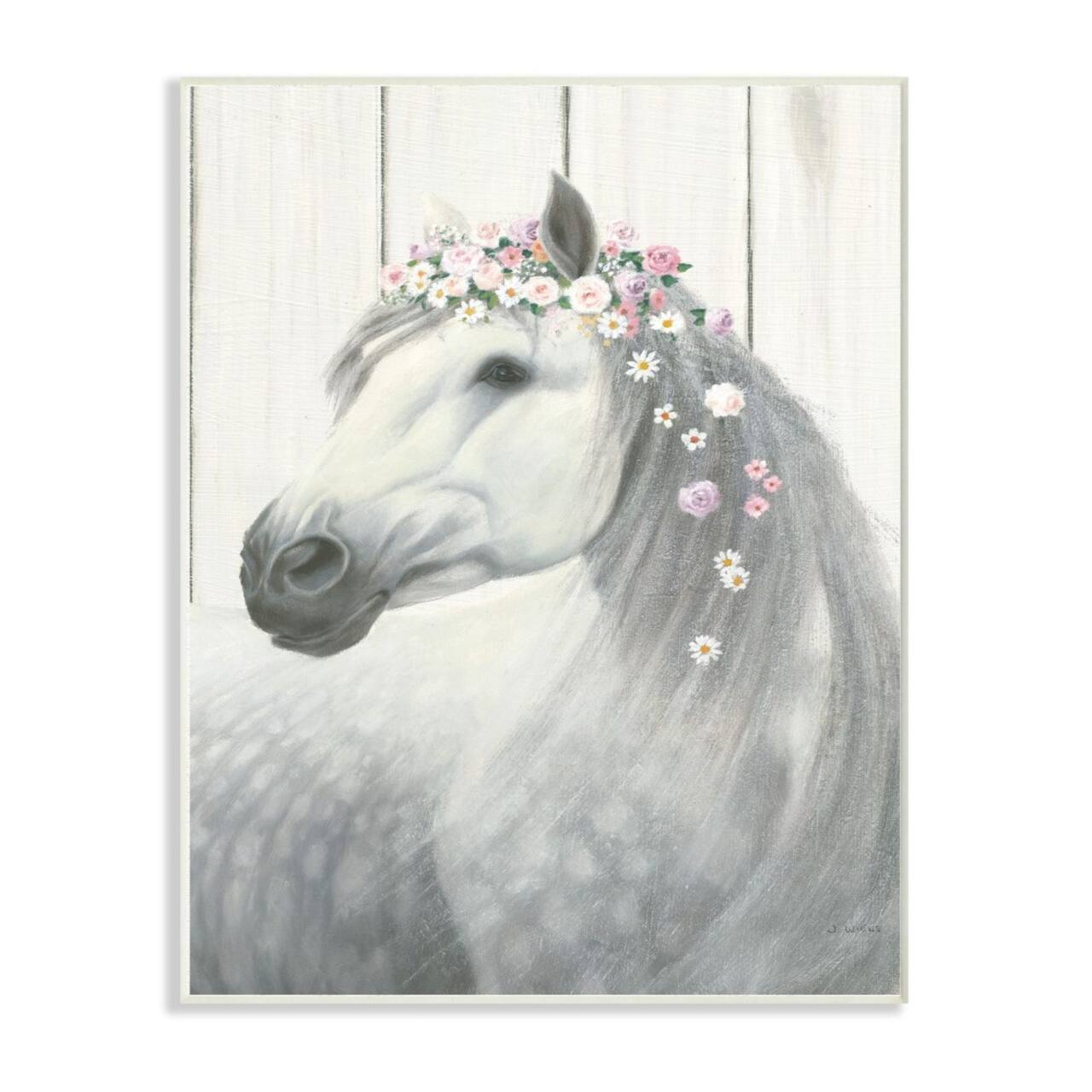 Stupell Industries Spirit Stallion with Flower Crown Wood Wall Plaque